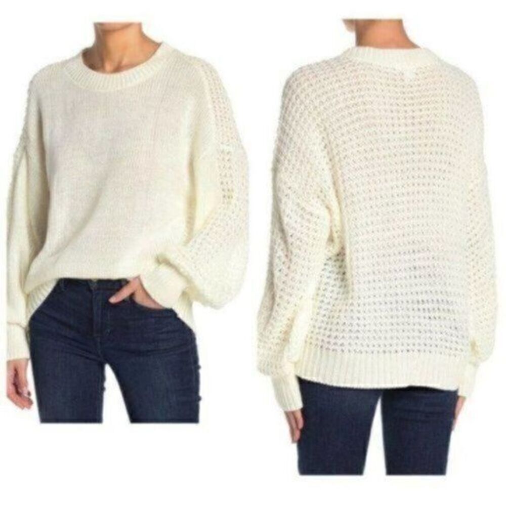 Abound Nordstrom Crew Neck Blouson Sleeve Sweater Blue Large NEW